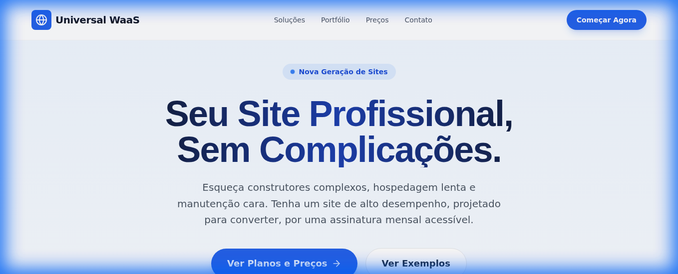 Screenshot da plataforma Waasite